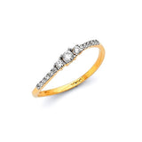 White CZ Ladies Ring in 14K Two-Tone Gold