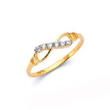 White CZ Infinity Ladies Ring in 14K Gold