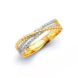 White CZ Fancy Ladies Ring in 14K Two-Tone Gold