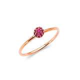 Red CZ Ladies Ring in 14K Rose Gold