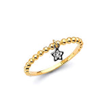 White CZ Star Ladies Ring in 14K Two-Tone Gold