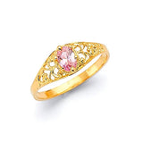 Pink CZ Ladies Ring in 14K Gold