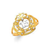 White CZ Tiara Ladies Ring in 14K Gold