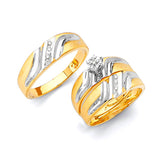 0.25 Carat Diamond Three-Piece High-Polish Wedding Ring in 14K Two-Tone Gold