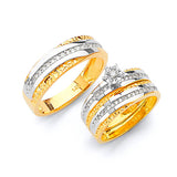 0.45 Carat Diamond Three-Piece Pave Wedding Ring in 14K Two-Tone Gold