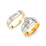 0.25 Carat Diamond Three-Piece High-Polish Wedding Ring in 14K Two-Tone Gold