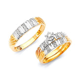 0.35 Carat Diamond Three-Piece High-Polish Wedding Ring in 14K Two-Tone Gold