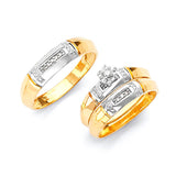 0.3 Carat Diamond Three-Piece High-Polish Wedding Ring in 14K Two-Tone Gold