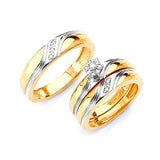 0.2 Carat Diamond Three-Piece High-Polish Wedding Ring in 14K Two-Tone Gold