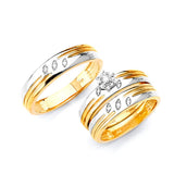 0.2 Carat Diamond Three-Piece High-Polish Wedding Ring in 14K Two-Tone Gold