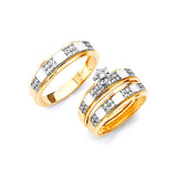 0.5 Carat Diamond Three-Piece High-Polish Wedding Ring in 14K Two-Tone Gold