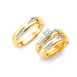 0.3 Carat Diamond Three-Piece High-Polish Wedding Ring in 14K Two-Tone Gold