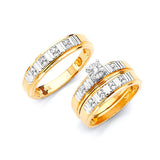 0.35 Carat Diamond Three-Piece High-Polish Wedding Ring in 14K Two-Tone Gold