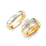 0.2 Carat Diamond Three-Piece High-Polish Wedding Ring in 14K Two-Tone Gold