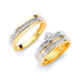 0.4 Carat Diamond Three-Piece High-Polish Wedding Ring in 14K Two-Tone Gold