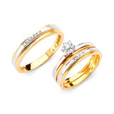 0.25 Carat Diamond Three-Piece High-Polish Wedding Ring in 14K Two-Tone Gold