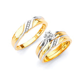 0.25 Carat Diamond Three-Piece High-Polish Wedding Ring in 14K Two-Tone Gold