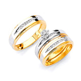 0.3 Carat Diamond Three-Piece High-Polish Wedding Ring in 14K Two-Tone Gold