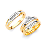 0.25 Carat Diamond Three-Piece High-Polish Wedding Ring in 14K Two-Tone Gold