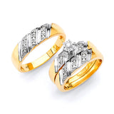 0.4 Carat Diamond Three-Piece High-Polish Wedding Ring in 14K Two-Tone Gold