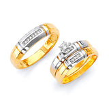 0.25 Carat Diamond Three-Piece High-Polish Wedding Ring in 14K Two-Tone Gold