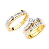 0.3 Carat Diamond Three-Piece High-Polish Wedding Ring in 14K Two-Tone Gold