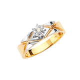 0.05 Carat Diamond High-Polish Engagement Ring in 14K Two-Tone Gold