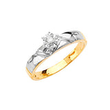 0.05 Carat Diamond High-Polish Engagement Ring in 14K Two-Tone Gold