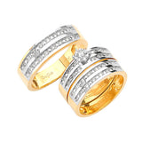 0.65 Carat Diamond Three-Piece Pave Wedding Ring in 14K Two-Tone Gold