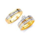 0.25 Carat Diamond Three-Piece High-Polish Wedding Ring in 14K Two-Tone Gold