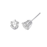 Solitaire Stud Earrings with 1.0 Carat Diamond in 14K White Gold and Screw Backing