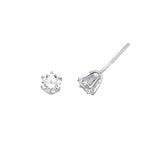 Solitaire Stud Earrings with 0.5 Carat Diamond in 14K White Gold and Screw Backing