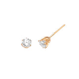 Solitaire Stud Earrings with 0.5 Carat Diamond in 14K Gold and Screw Backing