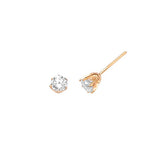 Solitaire Stud Earrings with 0.3 Carat Diamond in 14K Gold and Screw Backing