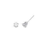 Solitaire Stud Earrings with 0.3 Carat Diamond in 14K White Gold and Screw Backing