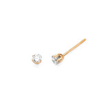 Solitaire Stud Earrings with 0.2 Carat Diamond in 14K Gold and Screw Backing