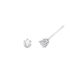 Solitaire Stud Earrings with 0.2 Carat Diamond in 14K White Gold and Screw Backing