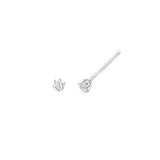 Solitaire Stud Earrings with 0.1 Carat Diamond in 14K White Gold and Screw Backing