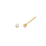 Solitaire Stud Earrings with 0.1 Carat Diamond in 14K Gold and Screw Backing