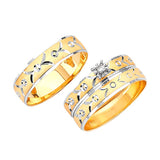 0.05 Carat Diamond Three-Piece Diamond-Cut Wedding Ring in 14K Two-Tone Gold