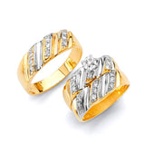 0.35 Carat Diamond Three-Piece High-Polish Wedding Ring in 14K Two-Tone Gold