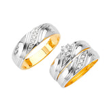 0.3 Carat Diamond Three-Piece High-Polish Wedding Ring in 14K Two-Tone Gold