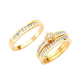 0.5 Carat Diamond Three-Piece High-Polish Wedding Ring in 14K Gold