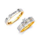 0.25 Carat Diamond Three-Piece High-Polish Wedding Ring in 14K Two-Tone Gold