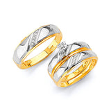 0.25 Carat Diamond Three-Piece High-Polish Wedding Ring in 14K Two-Tone Gold