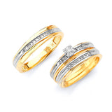 0.3 Carat Diamond Three-Piece High-Polish Wedding Ring in 14K Two-Tone Gold