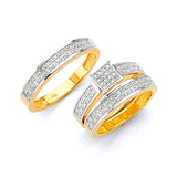 0.60 Carat Diamond Three-Piece Pave Wedding Ring in 14K Two-Tone Gold