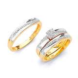 0.35 Carat Diamond Three-Piece High-Polish Wedding Ring in 14K Two-Tone Gold