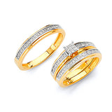 0.4 Carat Diamond Three-Piece Pave Wedding Ring in 14K Two-Tone Gold