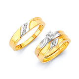 0.25 Carat Diamond Three-Piece High-Polish Wedding Ring in 14K Two-Tone Gold